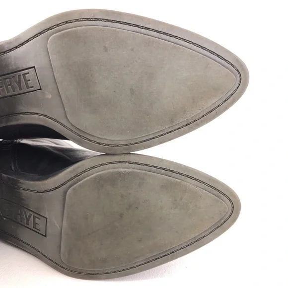 Frye Judith Black Leather Zip Ankle Booties 7M